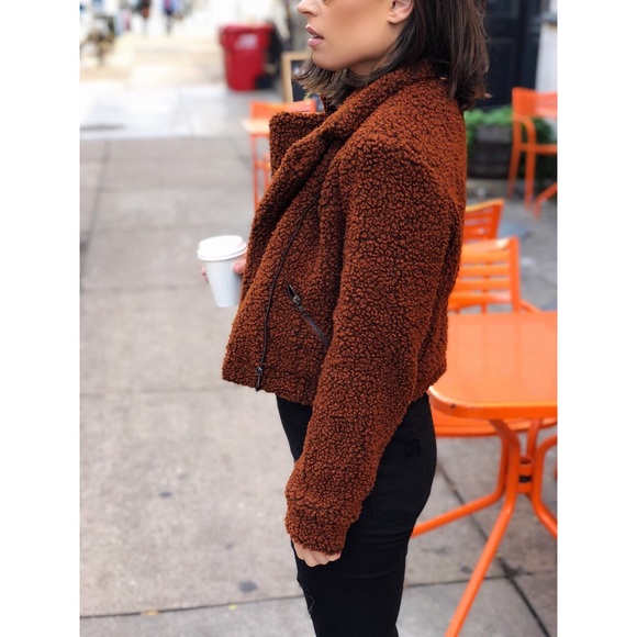 Last✨🆕Hampton Brown Teddy Biker Jacket - Picture 2 of 8